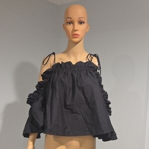ASOS Black Off-Shoulder Ruffle Blouse